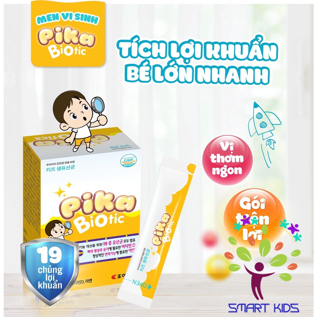 Men vi sinh Pika Biotic Hàn Quốc bổ sung lợi khuẩn, tăng cường hấp thu, ổn định tiêu hóa cho bé h30gói x 2g