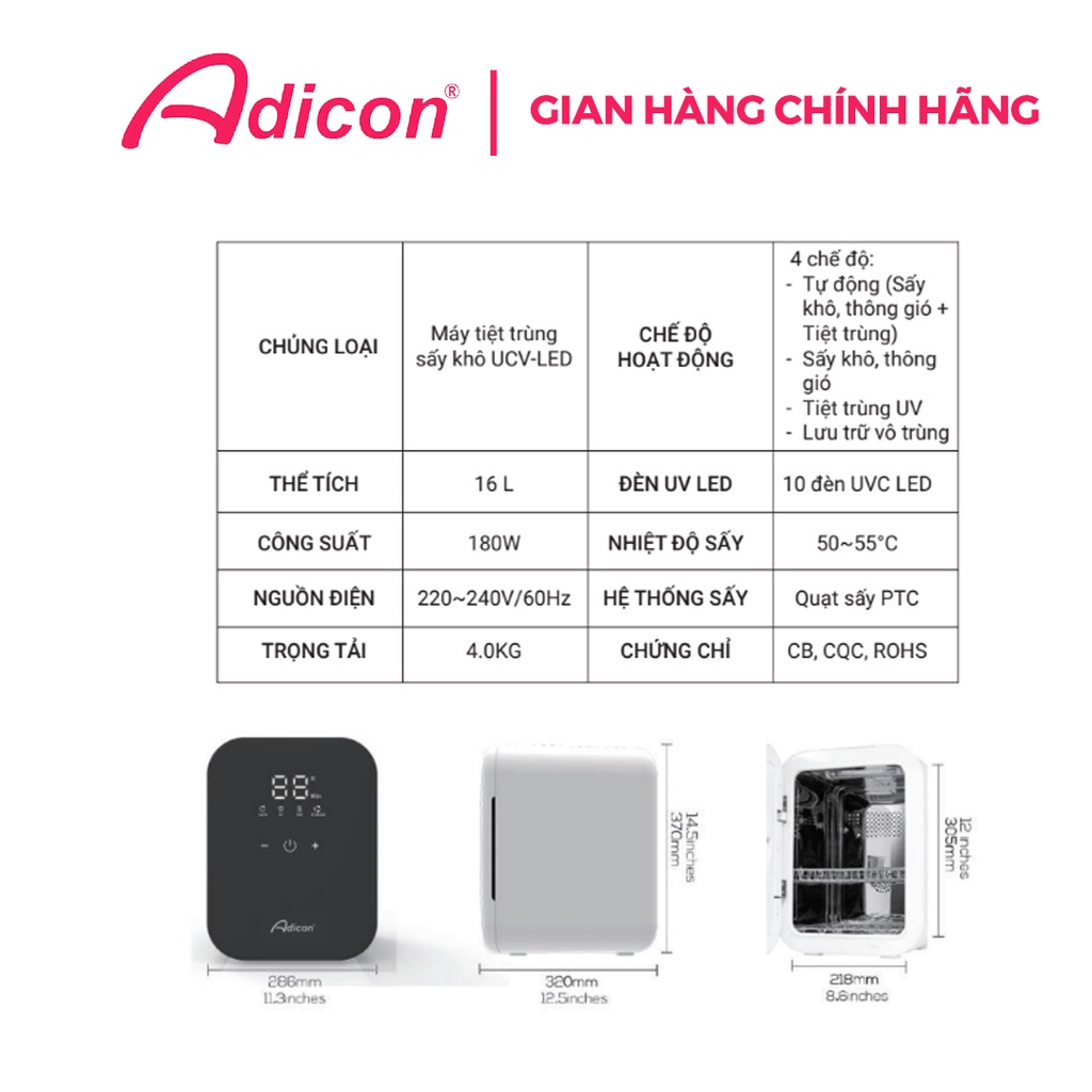 Máy tiệt trùng sấy khô UVC - LED ADICON S10