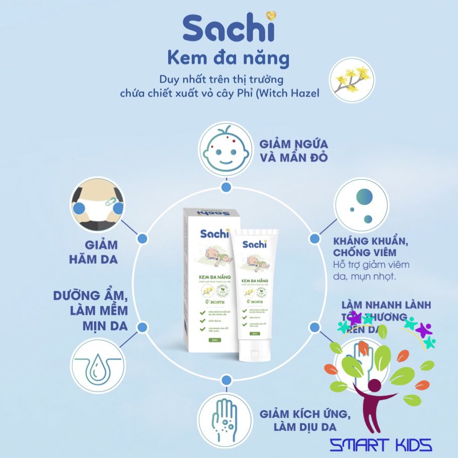 Kem đa năng Sachi 0m+ dịu mát da cho bé giảm hăm da, rôm sảy, mẩn ngứa an toàn cho trẻ từ 0 tháng tuổi