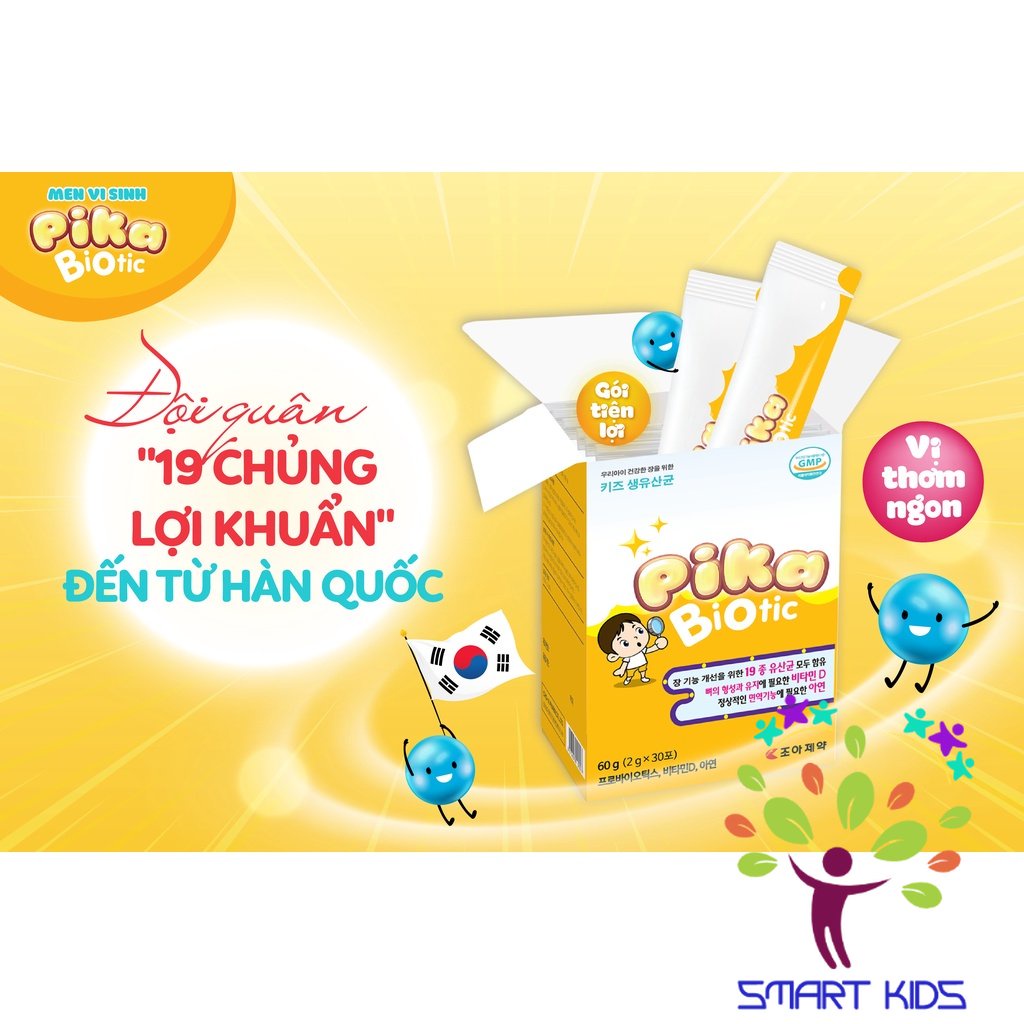 Men vi sinh Pika Biotic Hàn Quốc bổ sung lợi khuẩn, tăng cường hấp thu, ổn định tiêu hóa cho bé h30gói x 2g