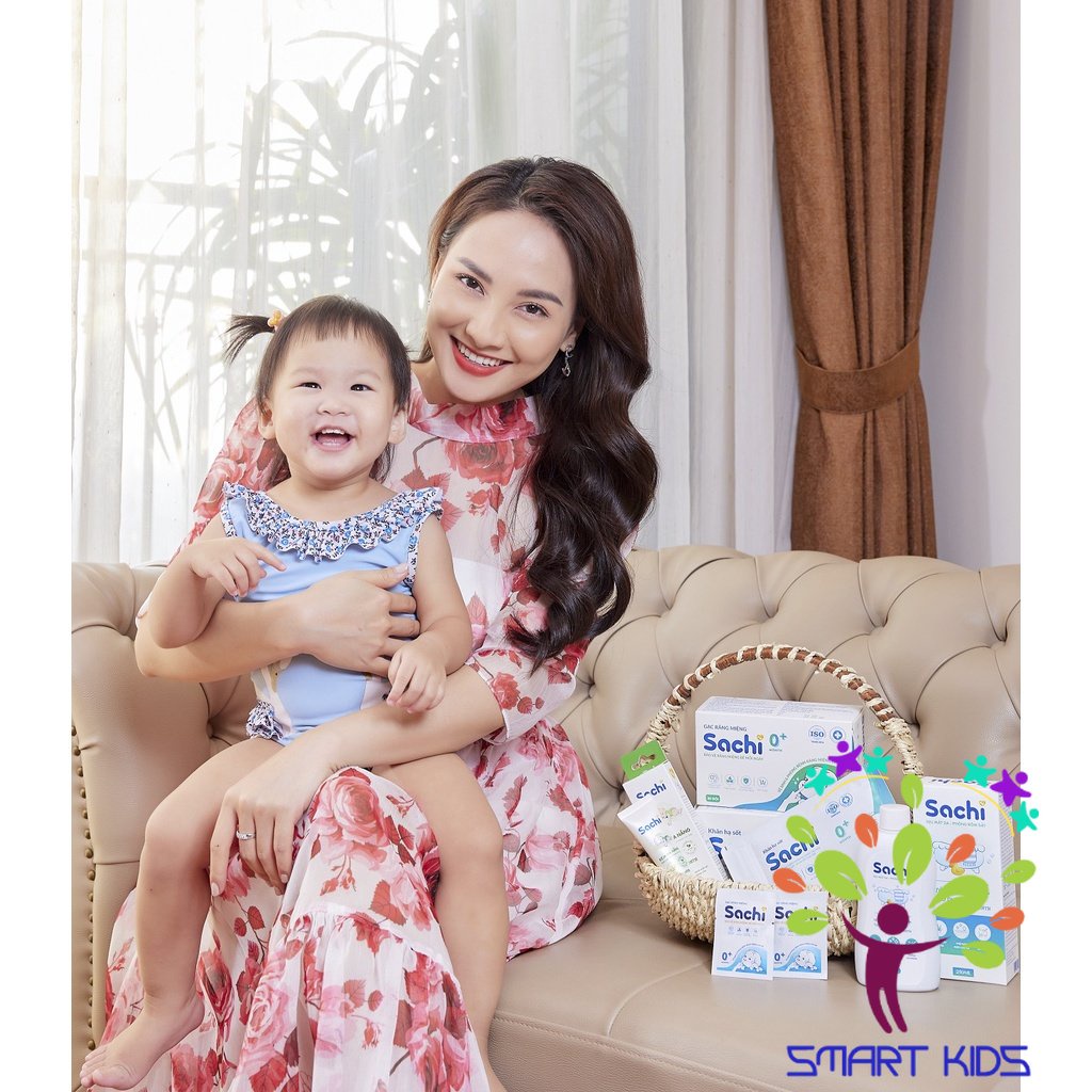 Gạc rỡ lưỡi cho bé Sachi 0+ kháng khuẩn, chống nấm bảo vệ lưỡi, nướu răng miệng cho trẻ - Hộp 30 gói