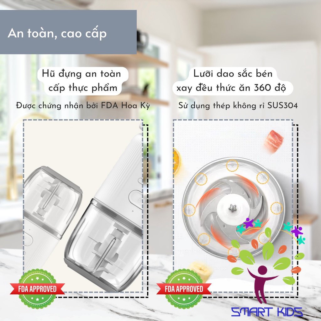 Máy Xay Jiffi đa Năng Không Dây Kèm Cân điện Tử Thông Minh