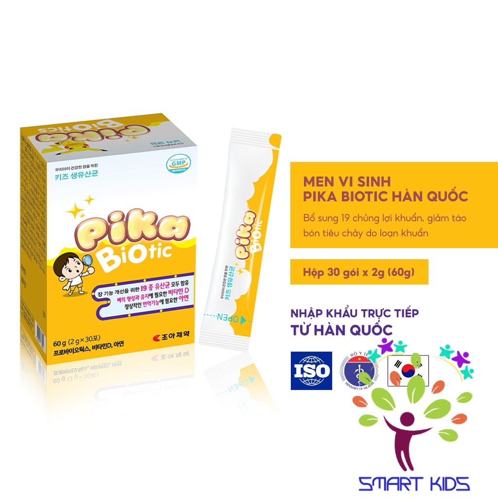 Men vi sinh Pika Biotic Hàn Quốc bổ sung lợi khuẩn, tăng cường hấp thu, ổn định tiêu hóa cho bé h30gói x 2g