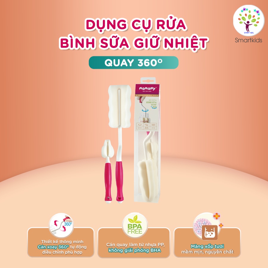 Bộ Cọ Rửa Bình Sữa Quay 360 Độ Tiện Lợi An Toàn Cho Bé Mamamy