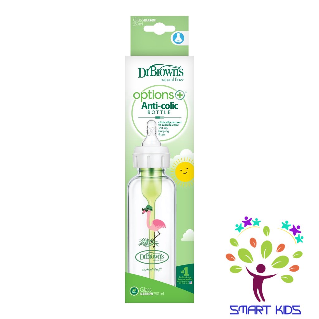 Bình sữa Dr Brown's Thủy tinh cổ thường 120ml và 250ml Option Plus