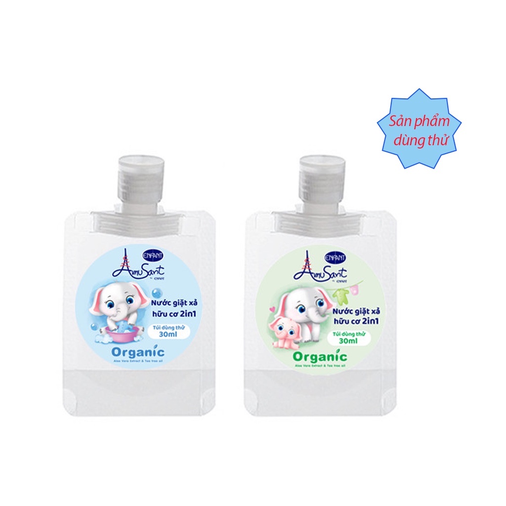 Nước Giặt Xả Quần áo Cho Bé Amusant 2in1 Chiết Xuất Trà & Nha Đam Cho Trẻ Sơ Sinh & Da Nhạy Cảm 600ml Sản Xuất Thái Lan