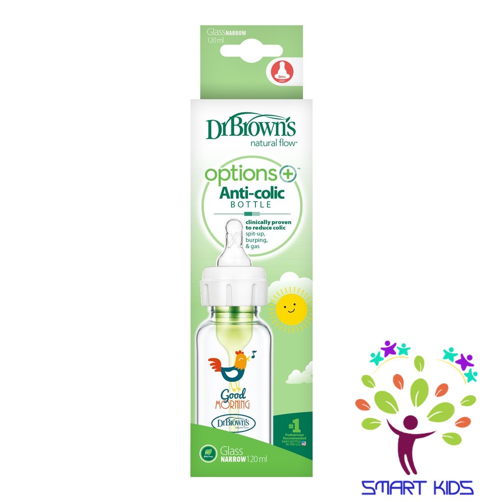 Bình sữa Dr Brown's Thủy tinh cổ thường 120ml và 250ml Option Plus