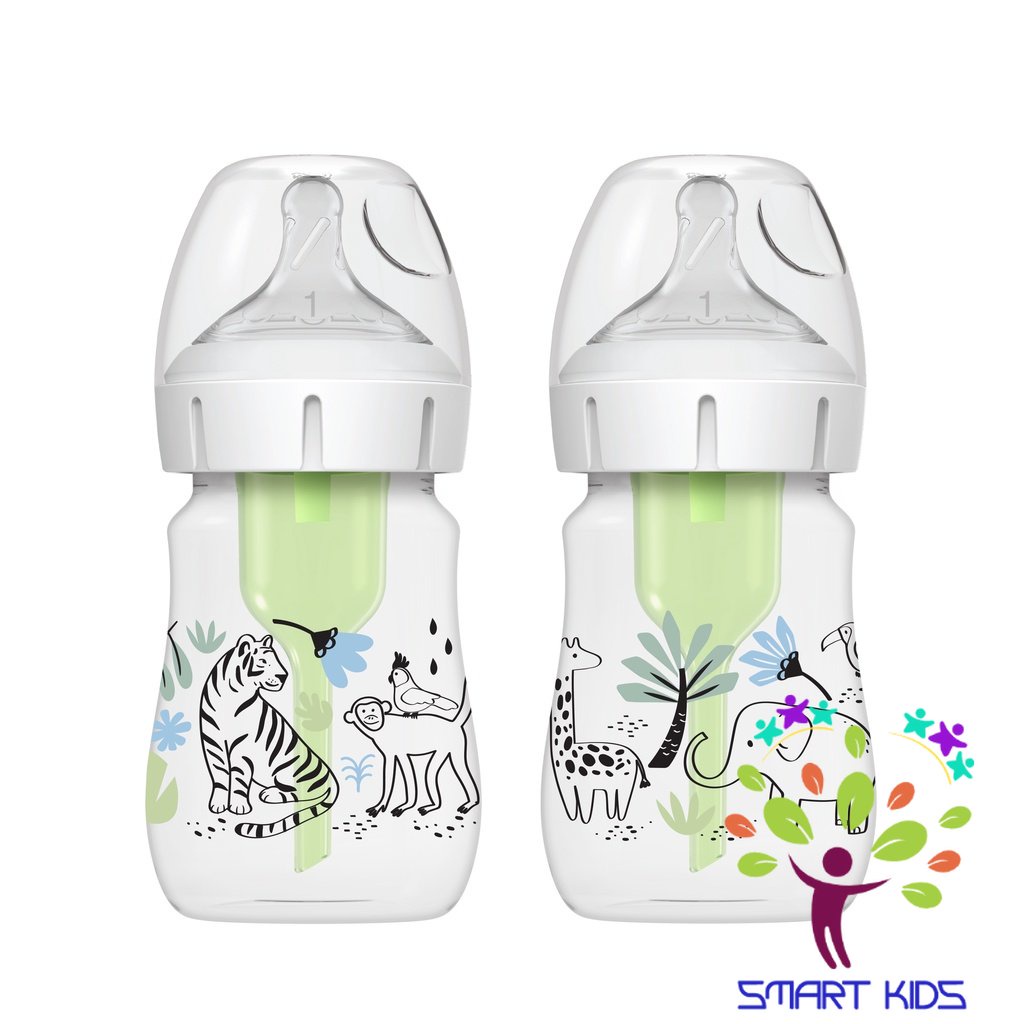 Bộ 2 bình cổ rộng hoạ tiết Dr brown's Options Plus dung tích 150ml/270ml phiên bản mới nhất