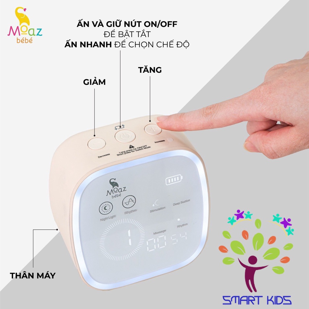 Máy Hút Sữa điện đôi Thông Minh Moaz Bebe MB-054