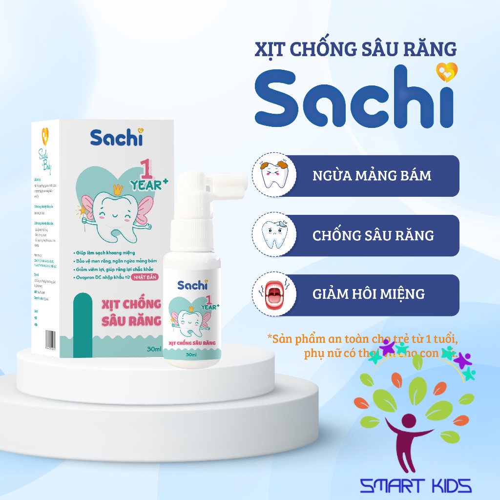 Xịt Chống Sâu Răng Cho Bé Sachi Ngăn Ngừa Mảng Bám Giảm Hôi Miệng, Mang Lại Hơi Thở Thơm Mát Chai 30ml