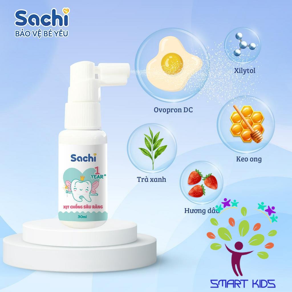 Xịt Chống Sâu Răng Cho Bé Sachi Ngăn Ngừa Mảng Bám Giảm Hôi Miệng, Mang Lại Hơi Thở Thơm Mát Chai 30ml