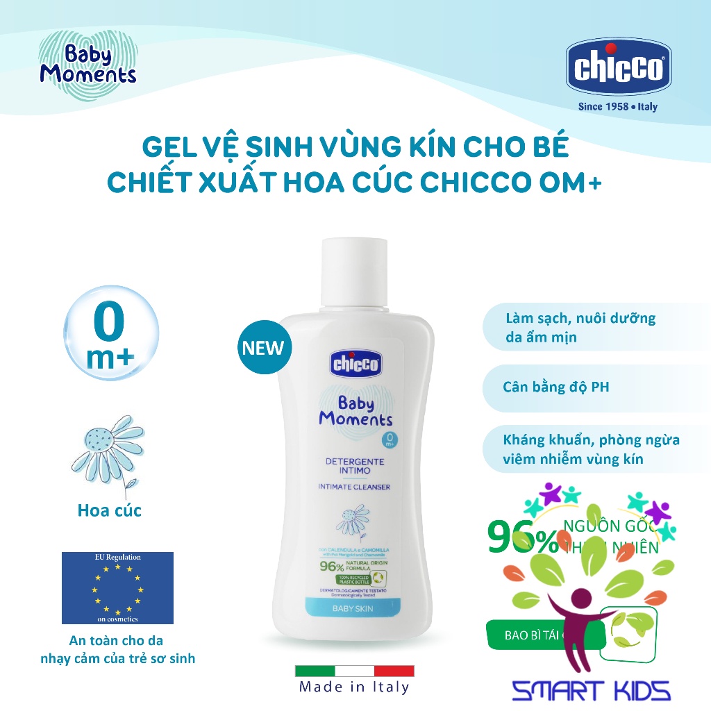Gel Vệ Sinh Vùng Kín Cho Bé Chiết Xuất Hoa Cúc Chicco 0M+ 200ml