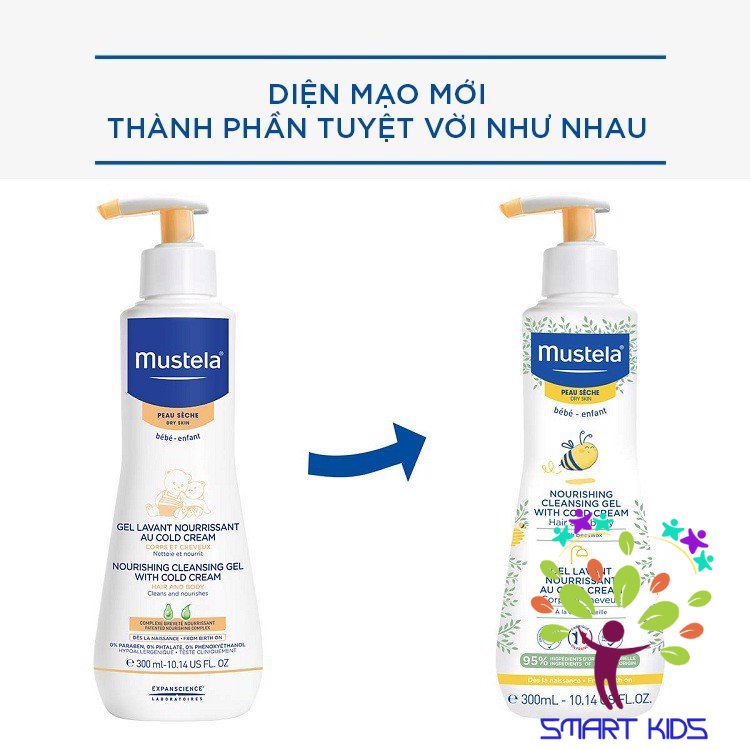 Sữa Tắm Gội Da Khô MUSTELA Nourishing Cleansing Gel with Cold Cream 300ml