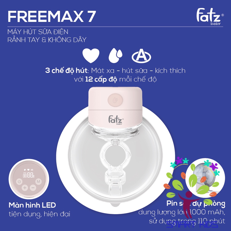 Máy hút sữa điện rảnh tay và  không dây fatz baby - Freemax 7 - FB1222TP