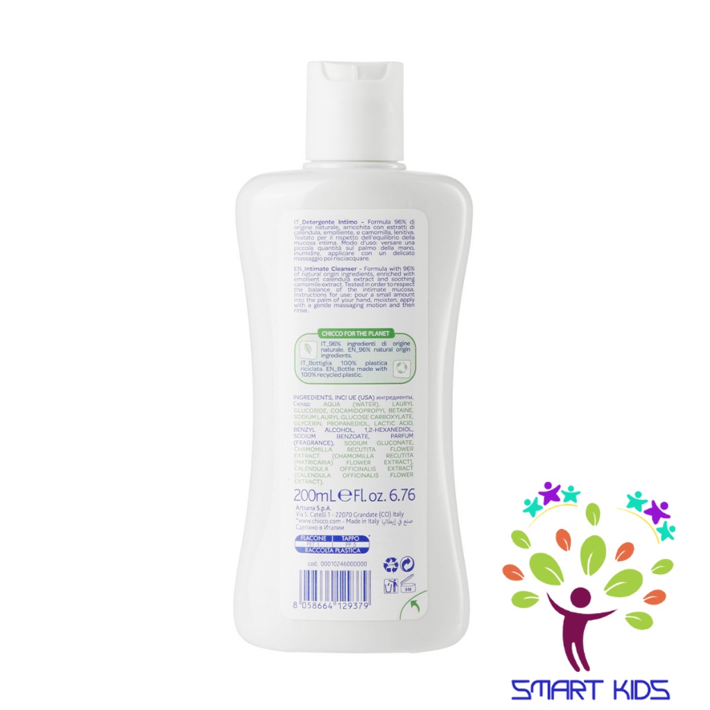 Gel Vệ Sinh Vùng Kín Cho Bé Chiết Xuất Hoa Cúc Chicco 0M+ 200ml