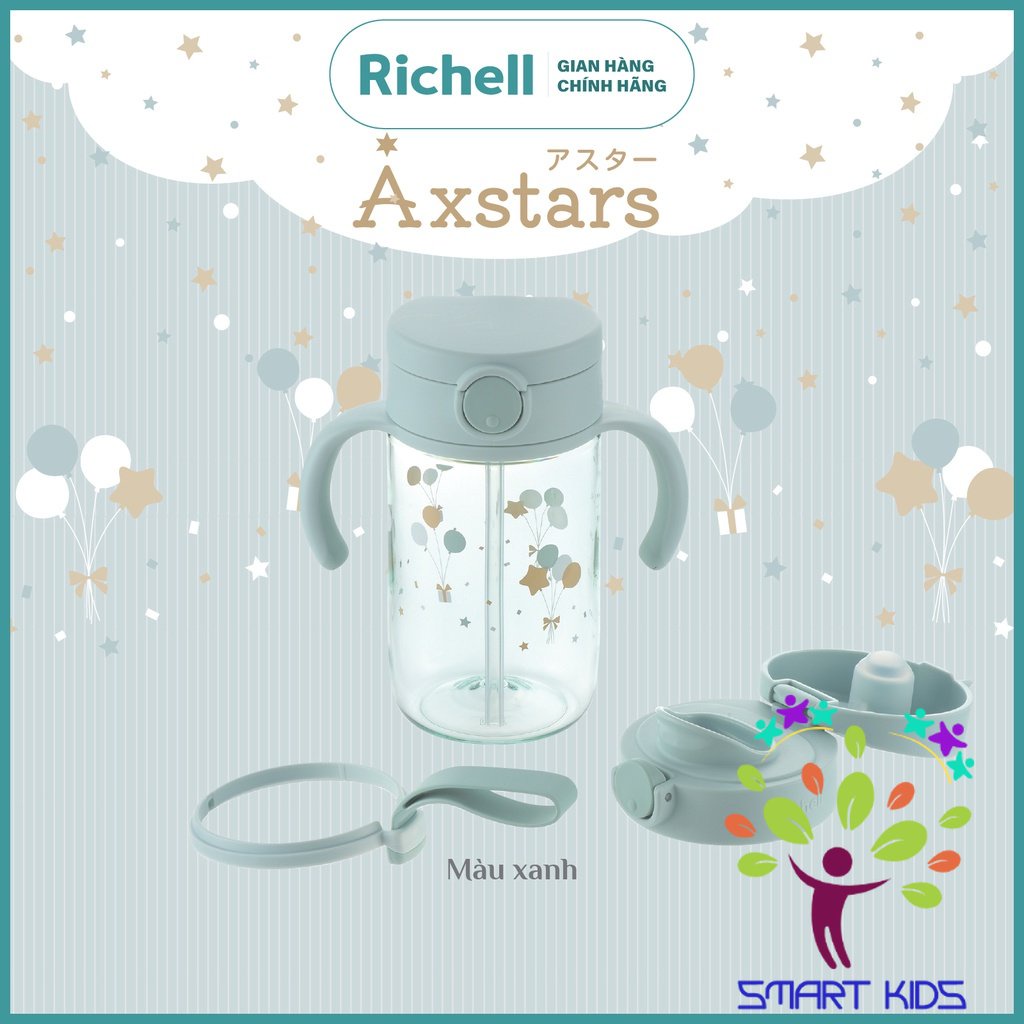 Bộ bình ống hút và nắp uống trực tiếp AXSTARS Richell Nhật Bản