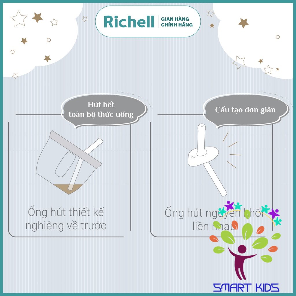 Bộ cốc tập uống 3 giai đoạn và nắp tập uống trực tiếp AXSTARS Richell Nhật Bản