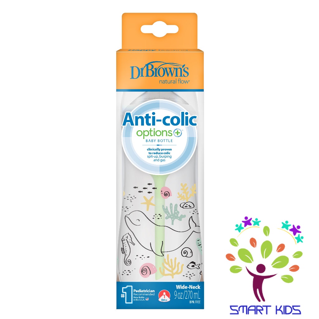 Bình sữa Dr Brown's "Option Plus" cổ rộng 150ml và 270ml nhựa  PP Option Plus in hoạ tiết