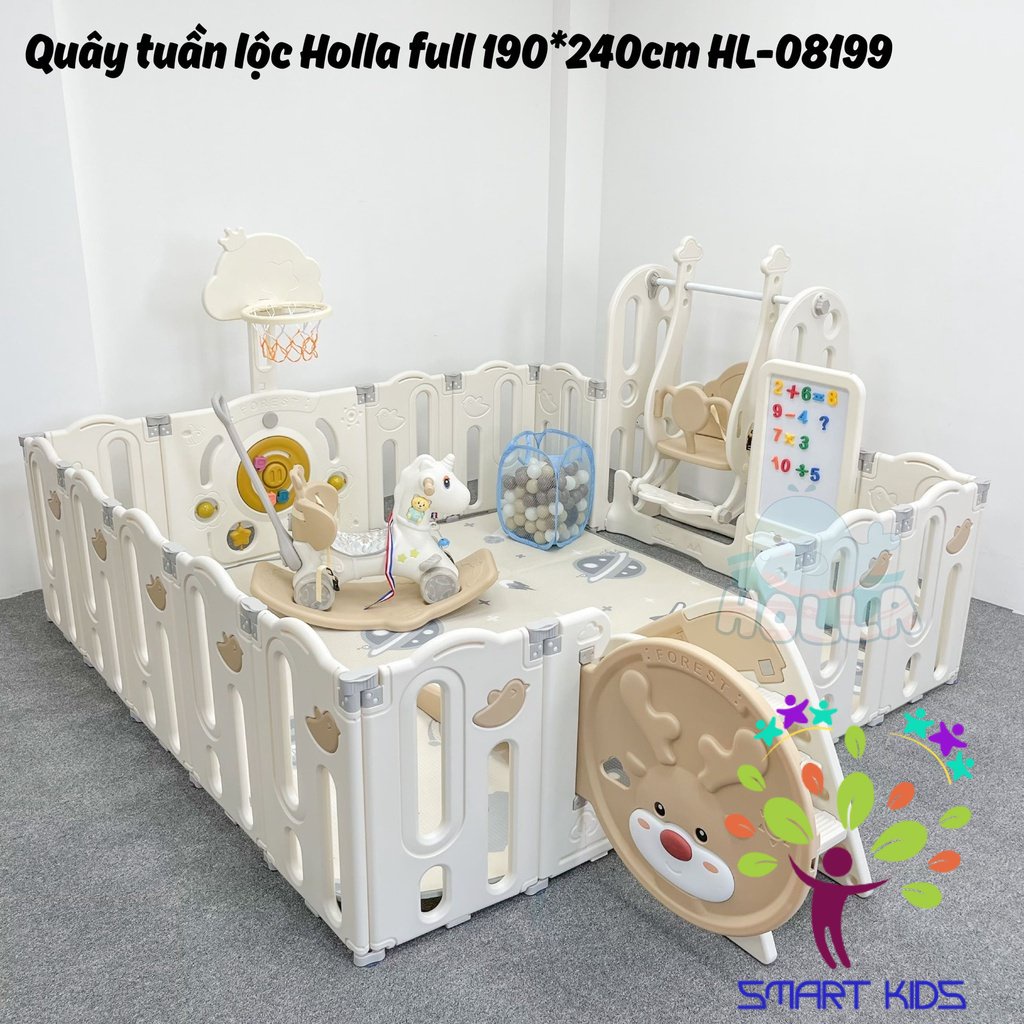 Quây Tuần Lộc Holla - Quây Full gồm Quây,xích đu,cầu trượt,ngựa HL-08199