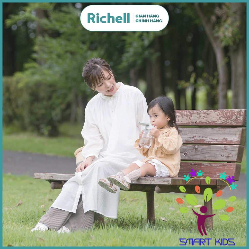 Bộ bình ống hút và nắp uống trực tiếp AXSTARS Richell Nhật Bản