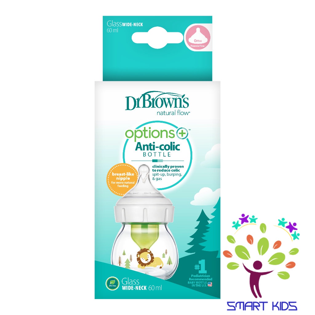 Bình sữa thuỷ tinh Dr Brown's "Option Plus" cổ rộng 60ml - Mã hàng WB21600-CH - Lion Deco