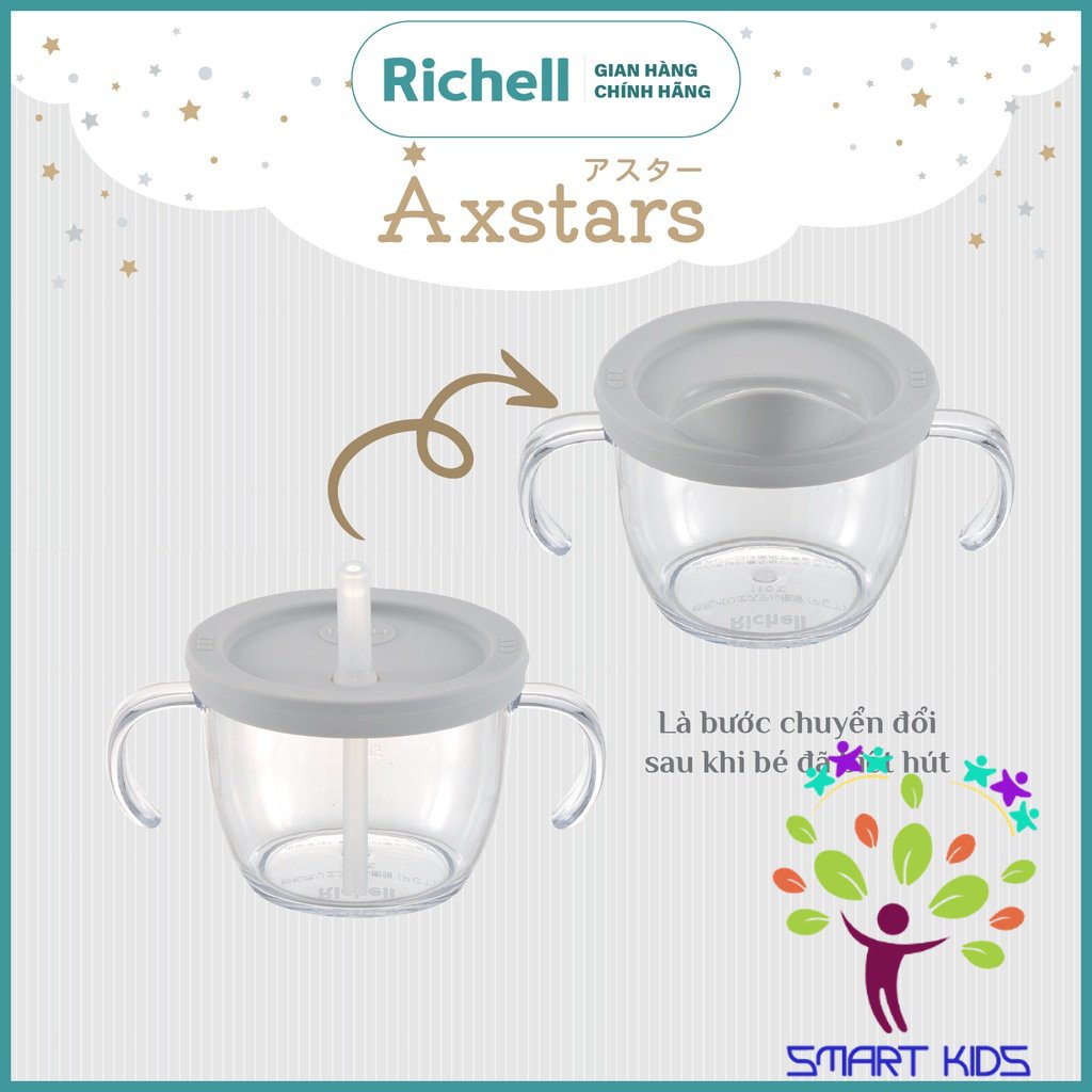 Cốc tập uống trực tiếp AXSTARS Richell Nhật Bản chống sặc cho bé từ 7 tháng