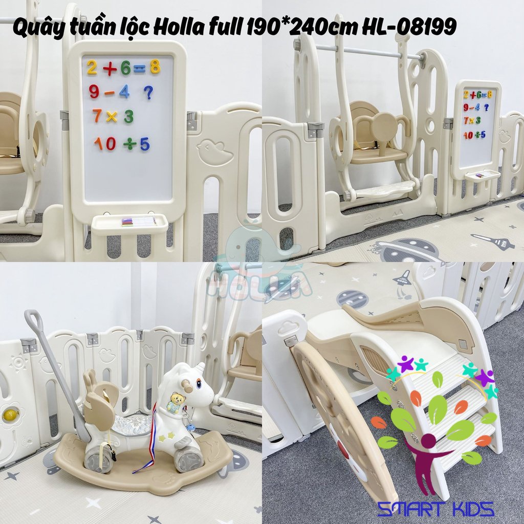 Quây Tuần Lộc Holla - Quây Full gồm Quây,xích đu,cầu trượt,ngựa HL-08199
