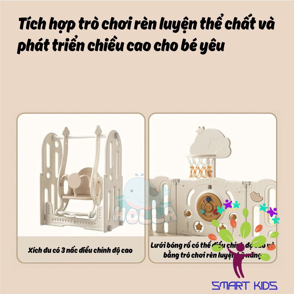 Quây Tuần Lộc Holla - Quây Full gồm Quây,xích đu,cầu trượt,ngựa HL-08199