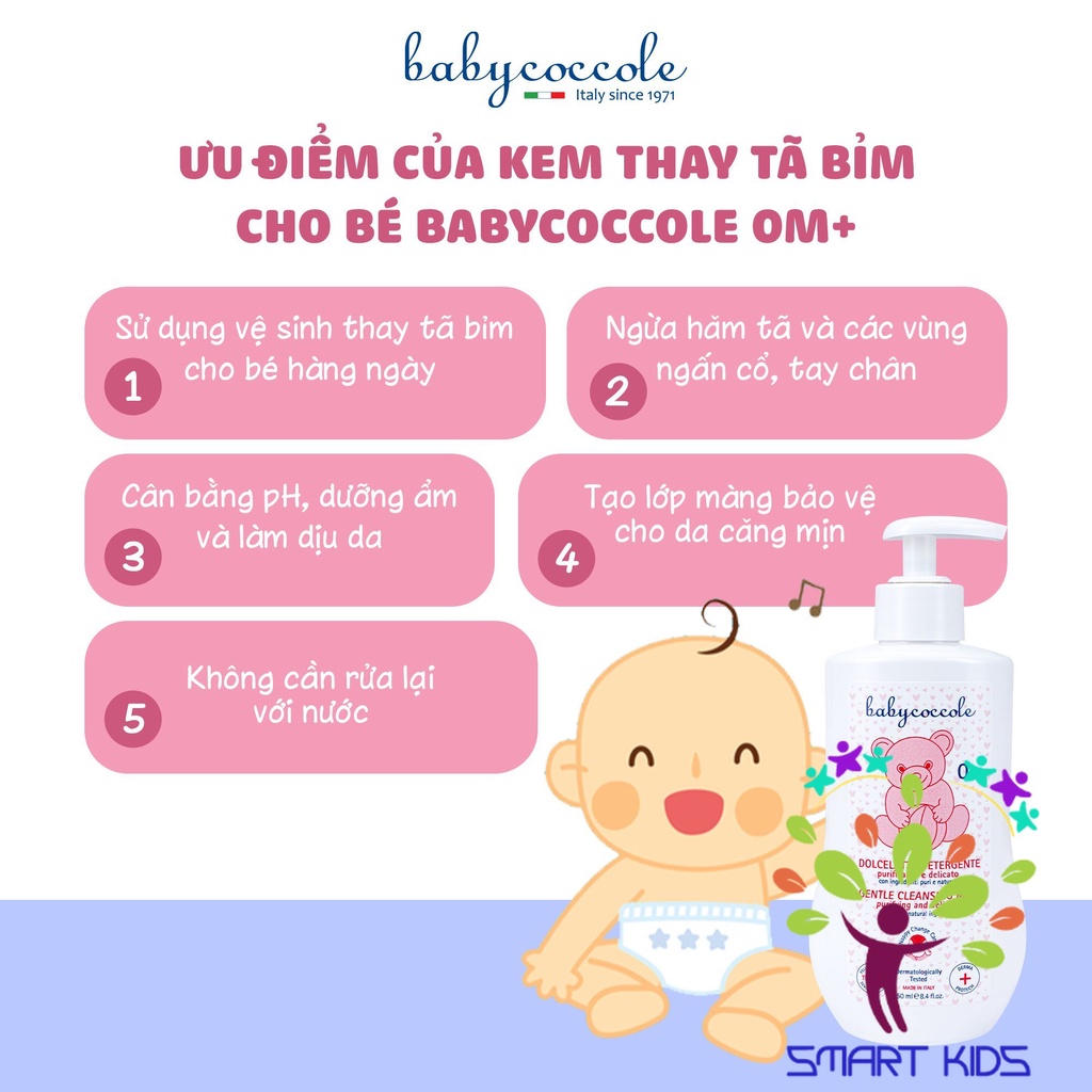 Kem thay tã bỉm và chống hăm BABYCOCCOLE 0M+ 250ml