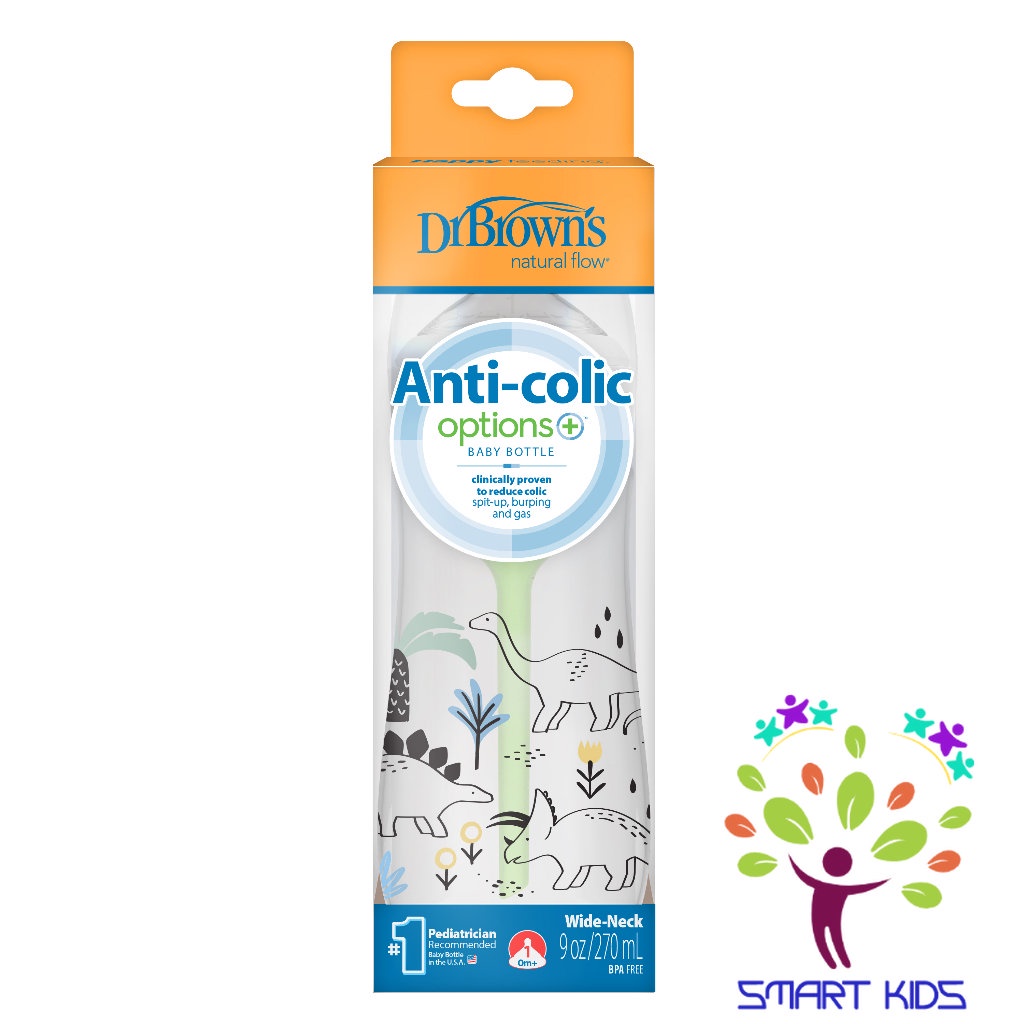 Bình sữa Dr Brown's "Option Plus" cổ rộng 150ml và 270ml nhựa  PP Option Plus in hoạ tiết