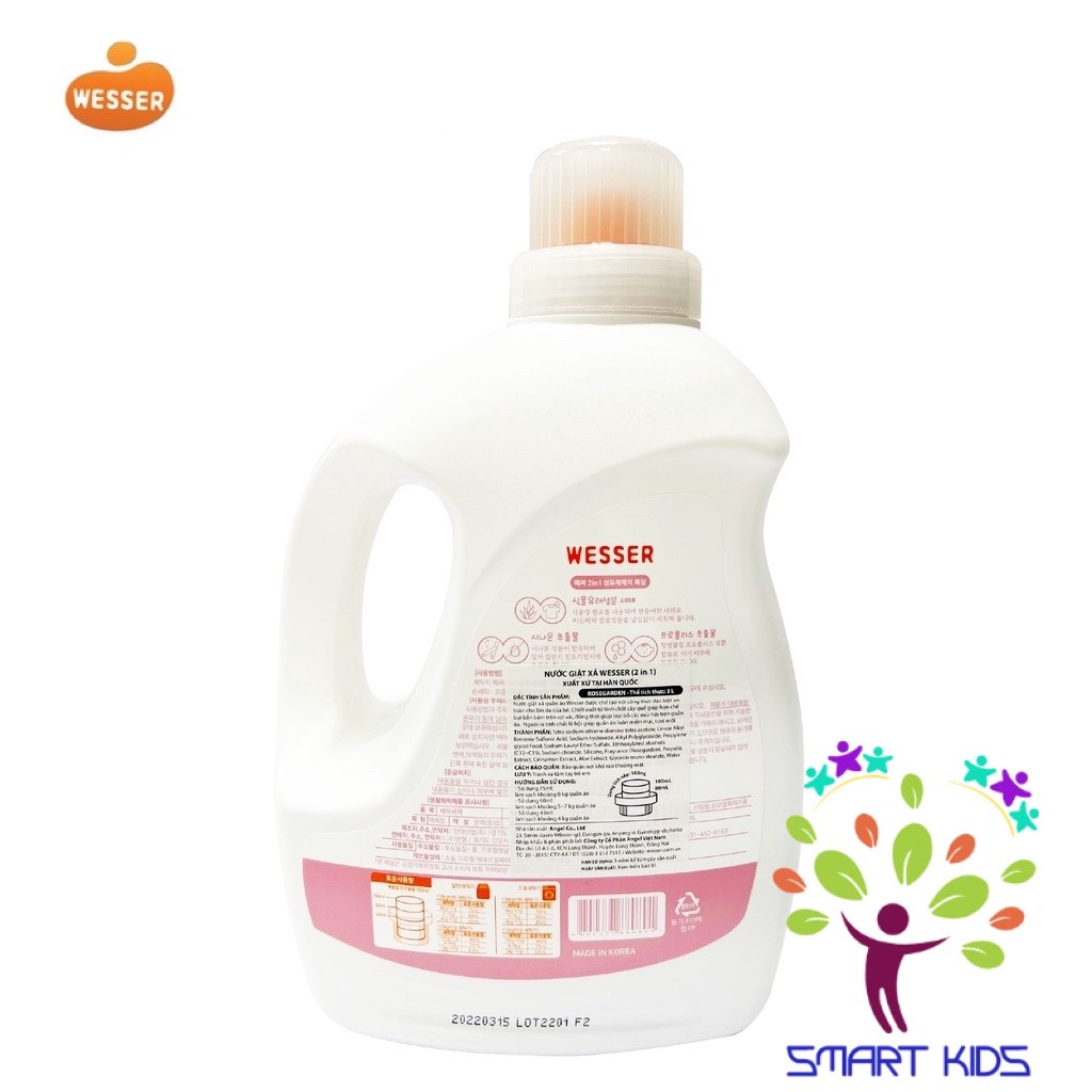 Nước Giặt Xả Hương Phấn, Hoa Hồng wesser 3 Lít
