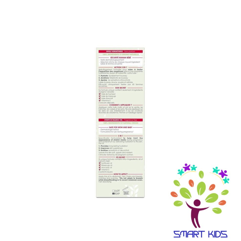 Dầu Massage dưỡng da chống rạn dành cho mẹ bầu MUSTELA Vergetures Stretch Marks oil 105ml