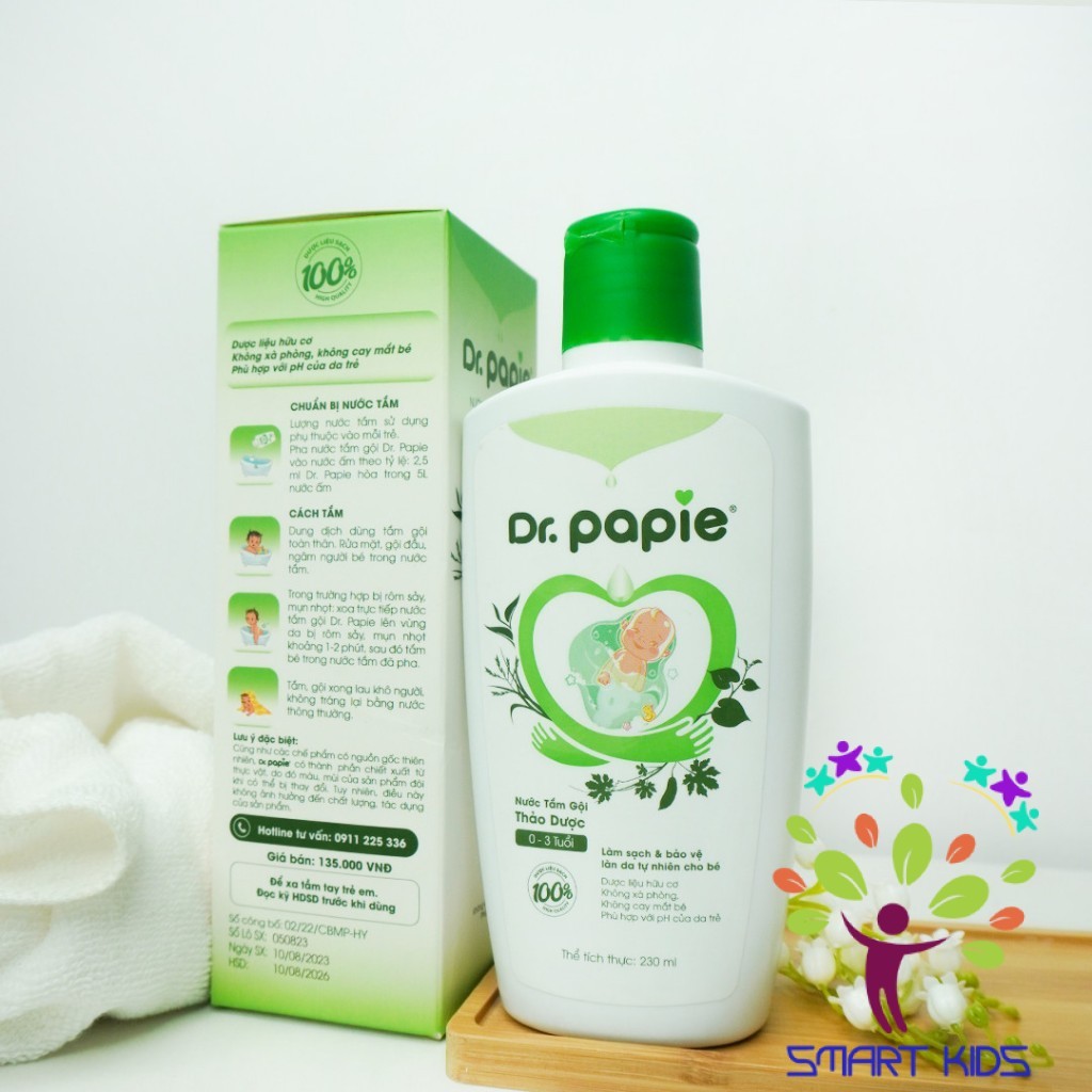 Nước Tắm Thảo Dược Dr Papie Cho Bé Giúp Ngăn Ngừa Và Giảm Các Vấn Đề Về Da