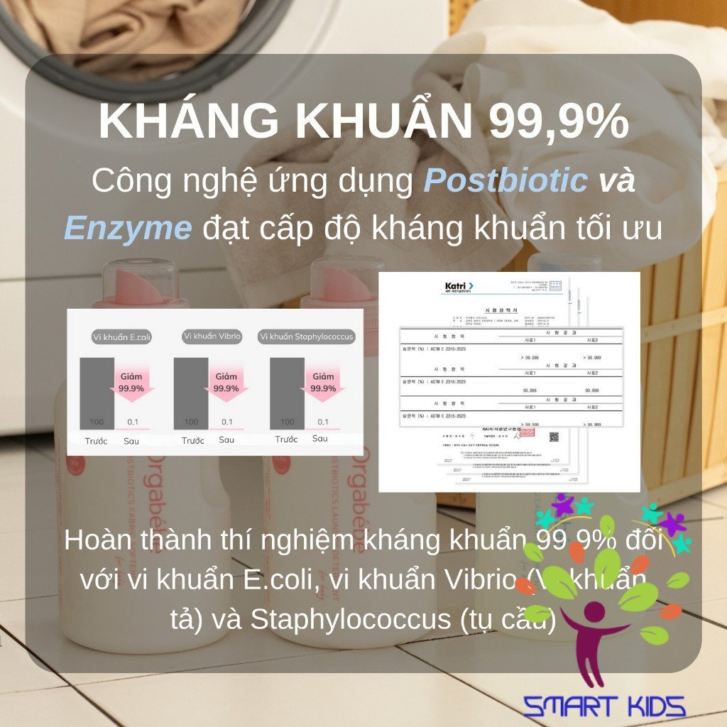 Nước Giặt Xả Orgabebe 1000ml An Toàn Thế Hệ Thứ 4 Dành Cho Làn Da Cơ địa Nhạy Cảm Nhất