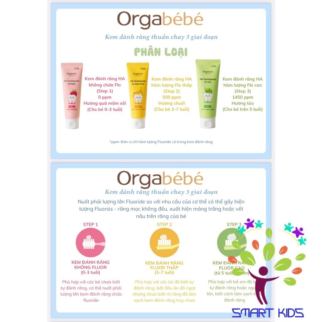 Kem Đánh Răng Thuần Chay 3 Giai Đoạn Orgabebe an toàn cho bé