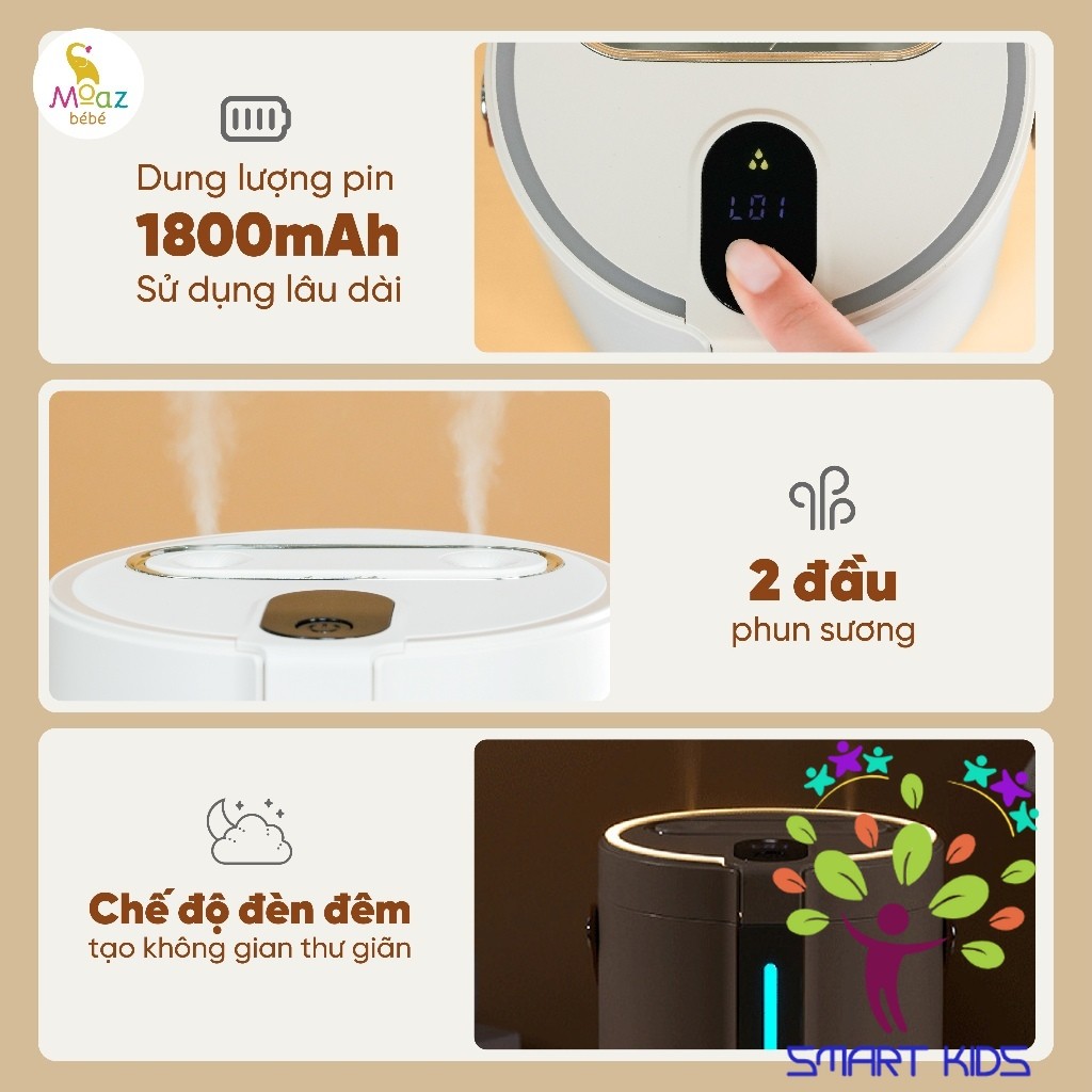 Máy phun sương tạo ẩm xách tay cho bé Moaz BéBé MB-116