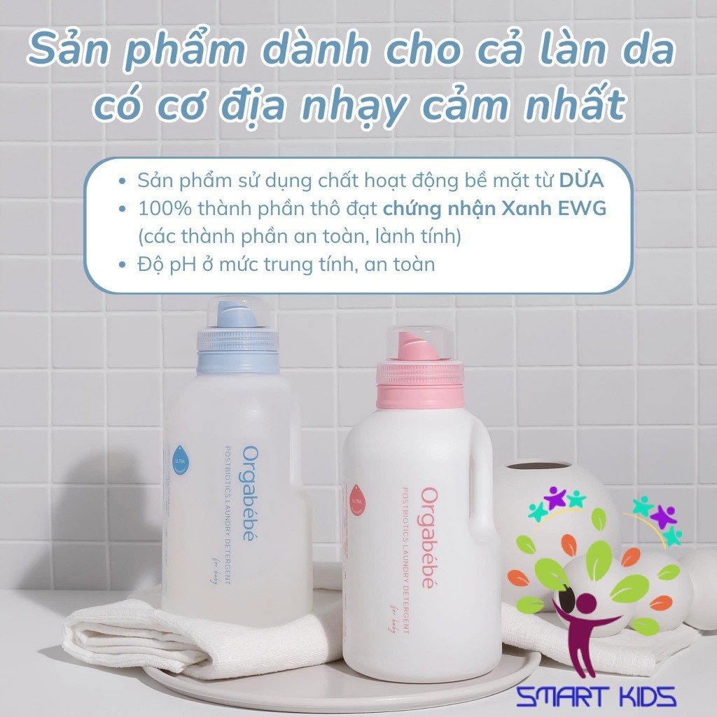 Nước Giặt Xả Orgabebe 1000ml An Toàn Thế Hệ Thứ 4 Dành Cho Làn Da Cơ địa Nhạy Cảm Nhất