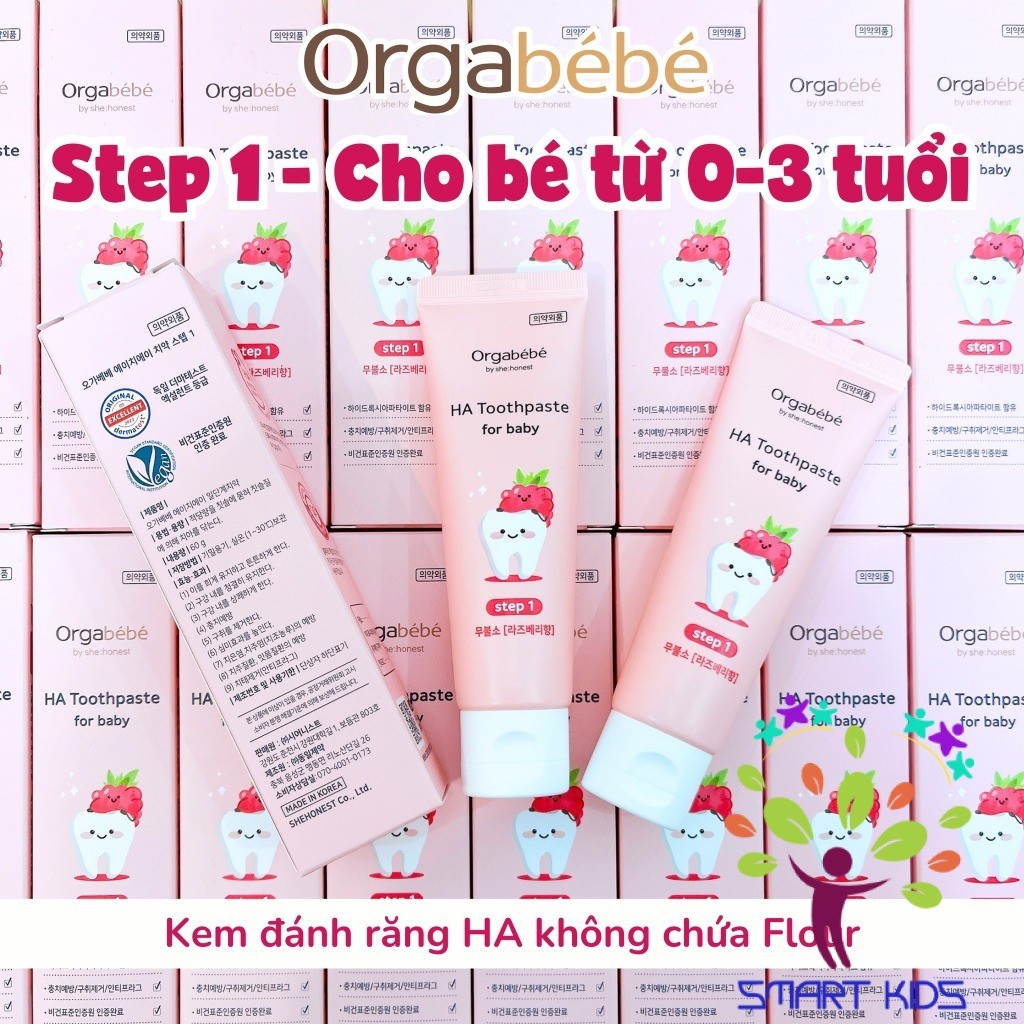 Kem Đánh Răng Thuần Chay 3 Giai Đoạn Orgabebe an toàn cho bé