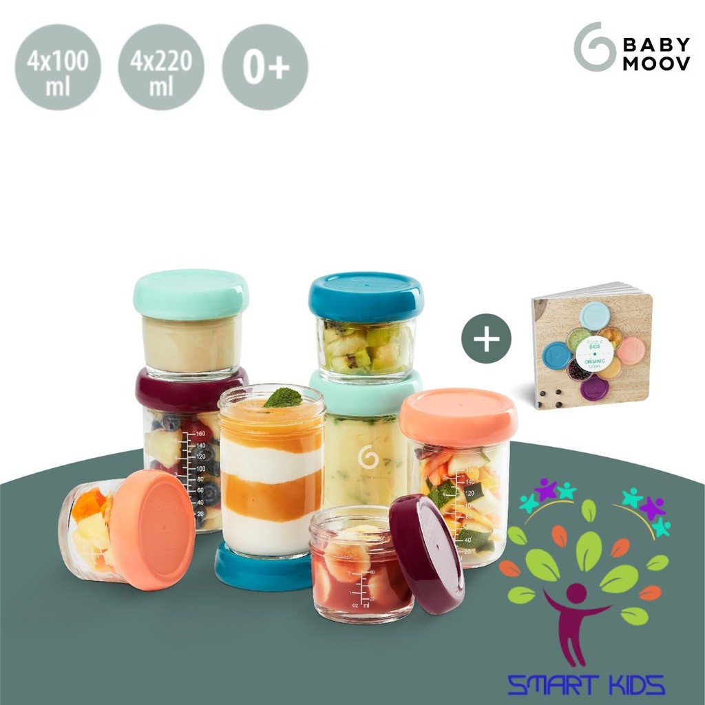 Bộ 8 Hũ Đựng Thực Phẩm Bằng Thủy Tinh Babymoov 100ml Và 220ml