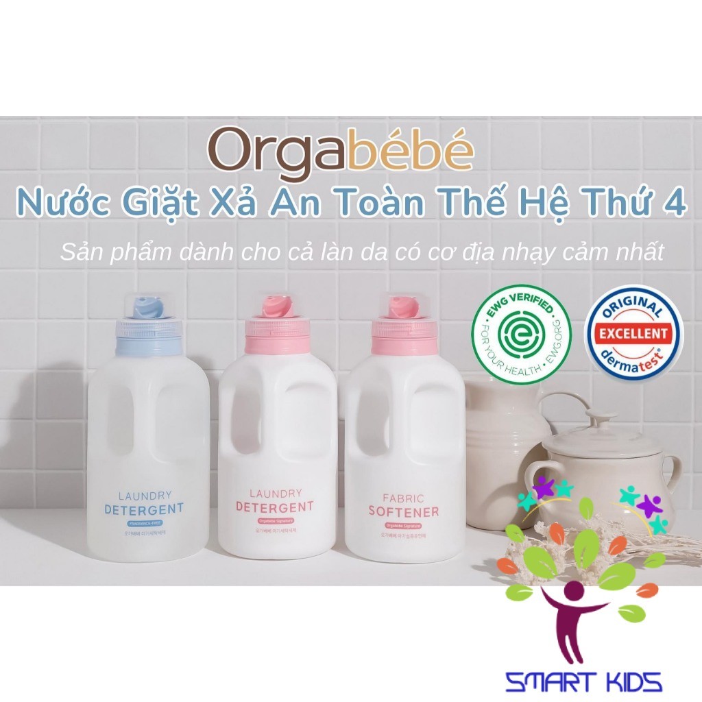 Nước Giặt Xả Orgabebe 1000ml An Toàn Thế Hệ Thứ 4 Dành Cho Làn Da Cơ địa Nhạy Cảm Nhất