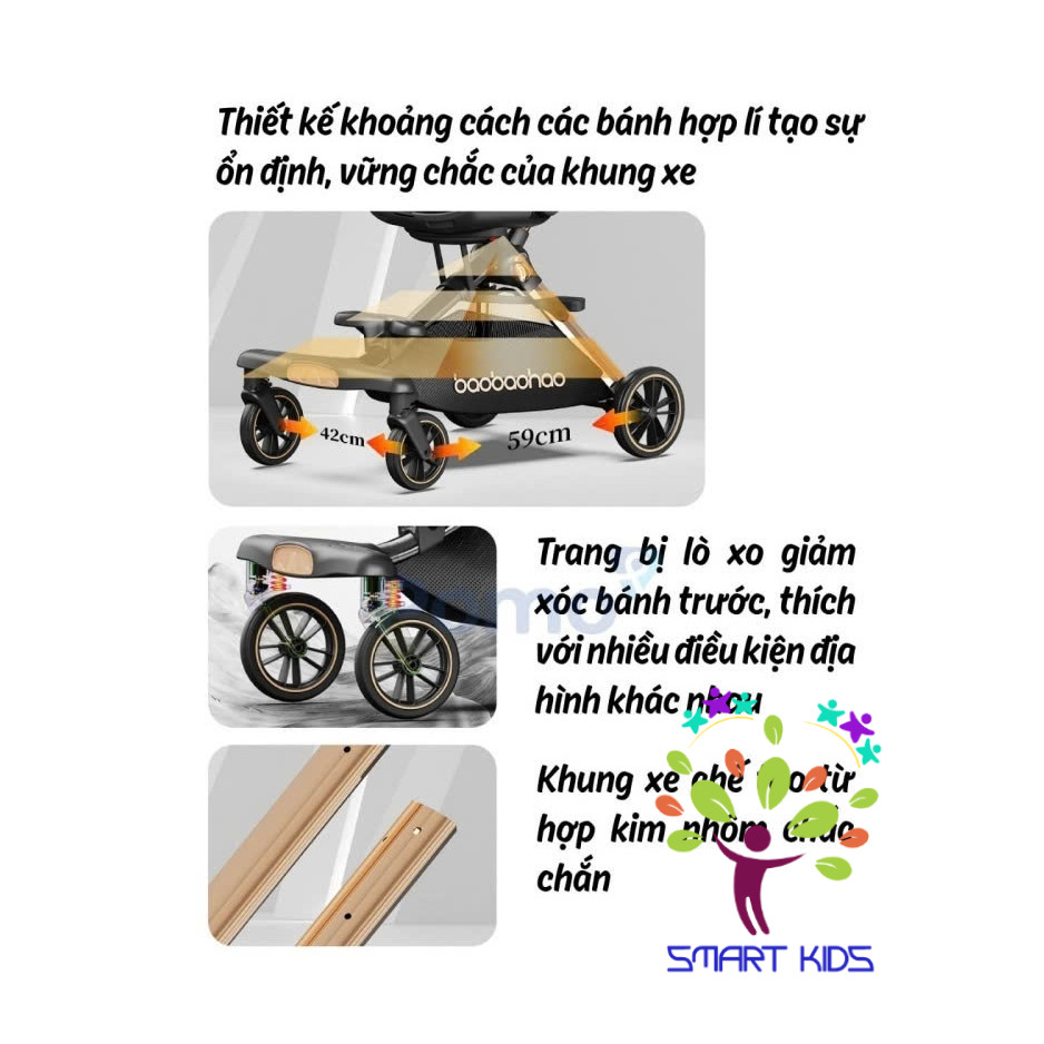 Xe đẩy BAOBAOHAO V16 Hai Chiều Gấp Gọn Cho Bé