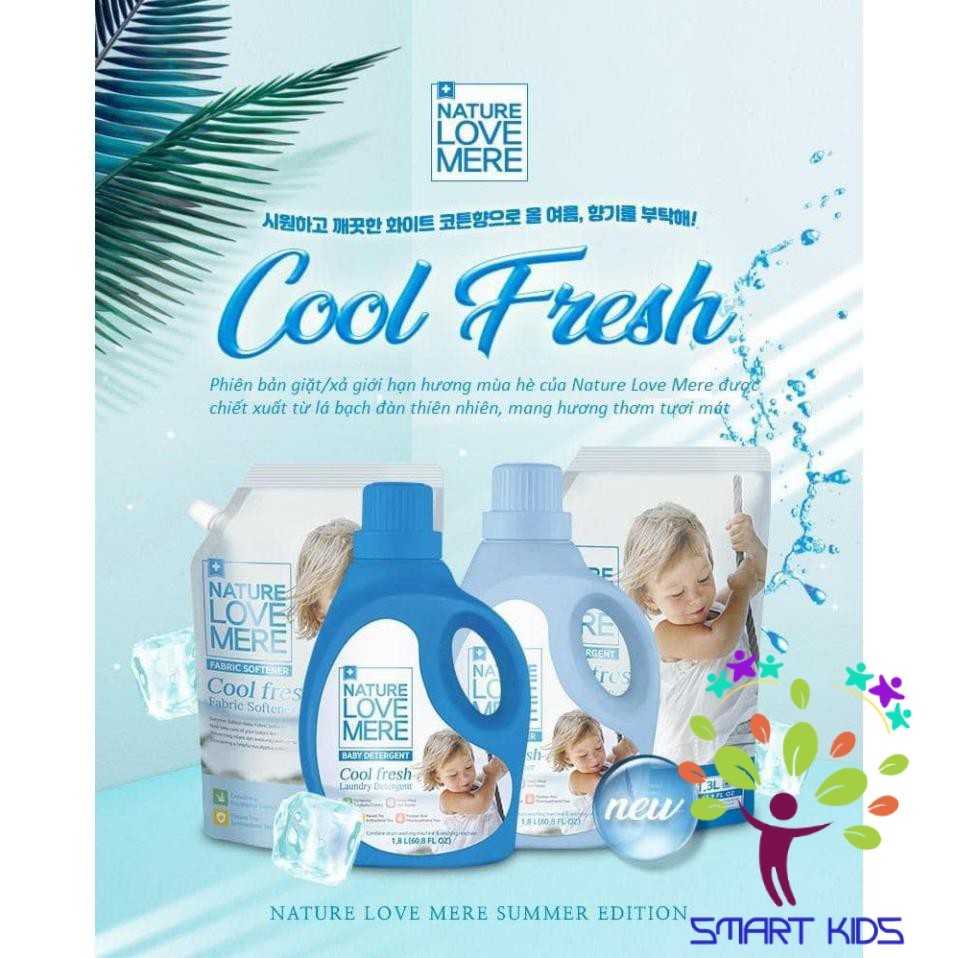 Nước giặt Nature Love Mere hương lá bạch đàn Cool Fresh chai 1.8L/ túi 1.3L