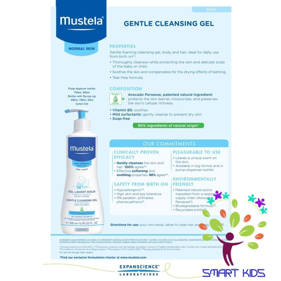 Sữa Tắm Gội Da Thường MUSTELA Gentle Cleansing Gel