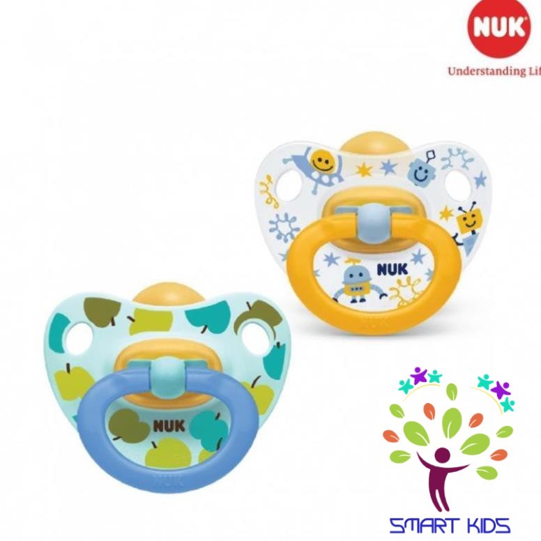 Bộ 2 ti giả NUK cao su Happykids 0-6m , 6-18m