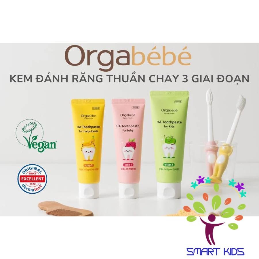 Kem Đánh Răng Thuần Chay 3 Giai Đoạn Orgabebe an toàn cho bé