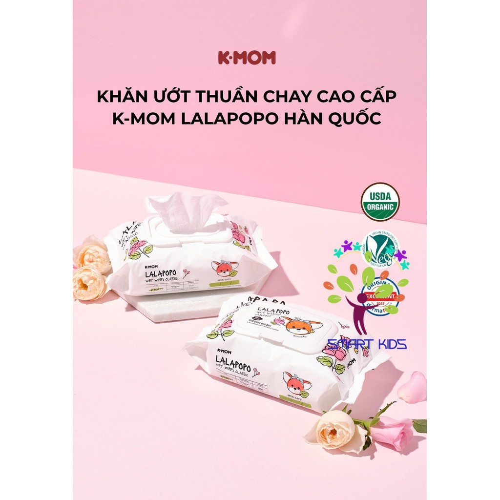 Khăn ướt Thuần Chay K-Mom Lalapopo Hàn Quốc (20c)