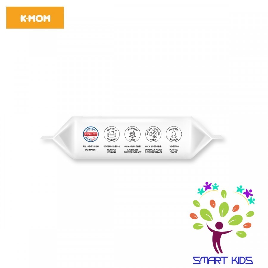 Khăn ướt thuần chay vân nổi K-Mom Lalapopo Hàn Quốc (20c)