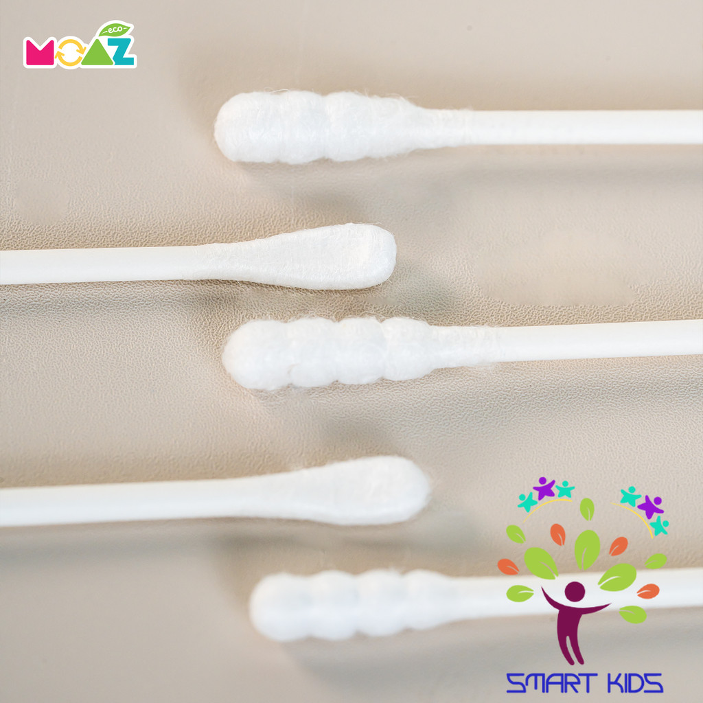 TĂM BÔNG VỆ SINH TRẺ EM MOAZ ECO Hộp 200 Que Và 480 Que Sản Phẩm Mới Của Moaz Bebe