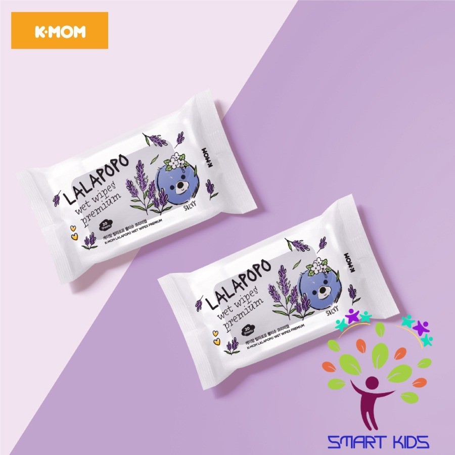 Khăn ướt thuần chay vân nổi K-Mom Lalapopo Hàn Quốc (20c)