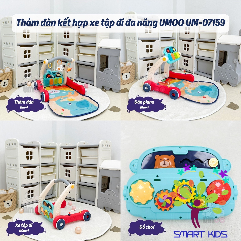 Thảm đàn kết hợp xe tập đi 2in1 Umoo UM-07159